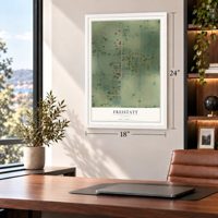 Freistatt, Missouri map, 18 x 24 inch print in a white frame in a home office