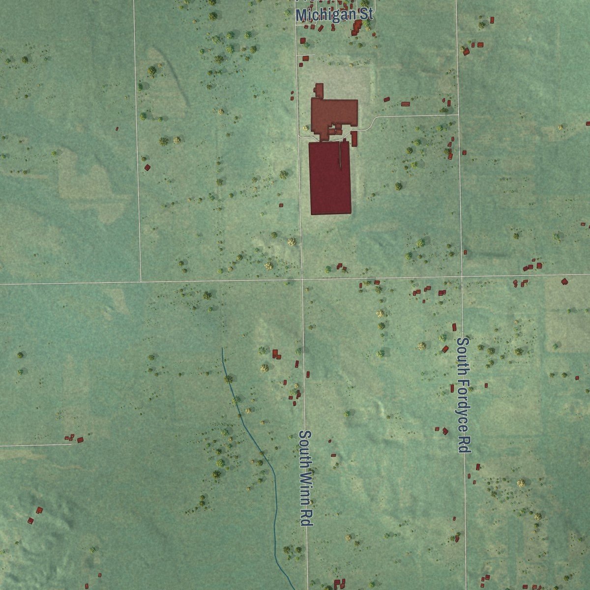 Second close-up of the map of Fremont, Isabella County, Michigan print showing more streets and buildings