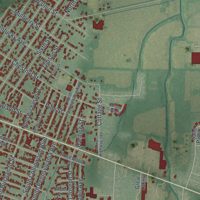 Second close-up of the map of Fremont, Ohio print showing more streets and buildings