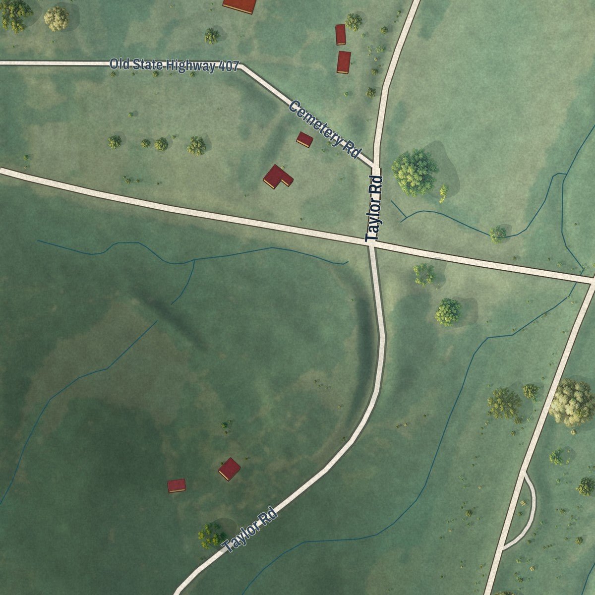 Second close-up of the map of French Camp, Mississippi print showing more streets and buildings