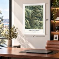 French Gulch, California map, 18 x 24 inch print in a white frame in a home office