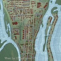 Second close-up of the map of French Island, Wisconsin print showing more streets and buildings