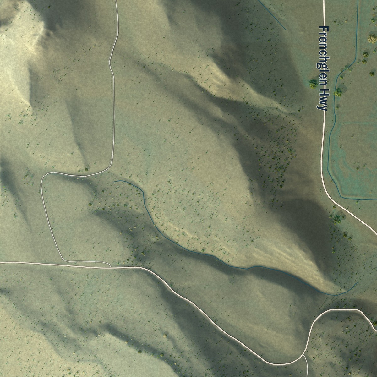 Second close-up of the map of Frenchglen, Oregon print showing more streets and buildings