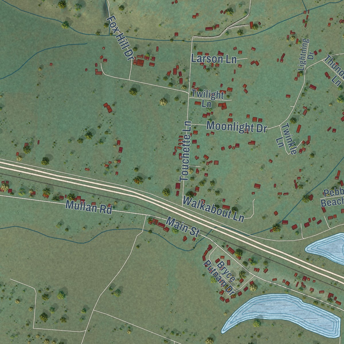 Second close-up of the map of Frenchtown, Montana print showing more streets and buildings