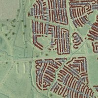 Second close-up of the map of Fresno, Texas print showing more streets and buildings
