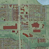 Second close-up of the map of Fridley, Minnesota print showing more streets and buildings