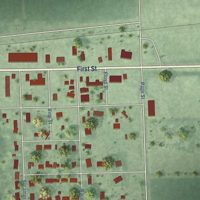 Second close-up of the map of Friend, Nebraska print showing more streets and buildings