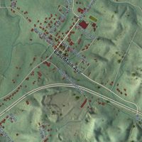 Second close-up of the map of Friendsville, Tennessee print showing more streets and buildings
