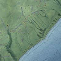 Second close-up of the map of Fritz Creek, Alaska print showing more streets and buildings