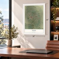 Froid, Montana map, 18 x 24 inch print in a white frame in a home office