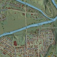 Second close-up of the map of Front Royal, Virginia print showing more streets and buildings
