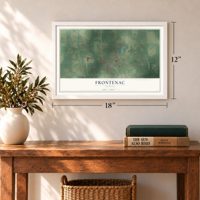 Frontenac, Kansas map, 12 x 18 inch print in a white frame in an entryway