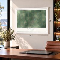 Frontenac, Kansas map, 18 x 24 inch print in a white frame in a home office