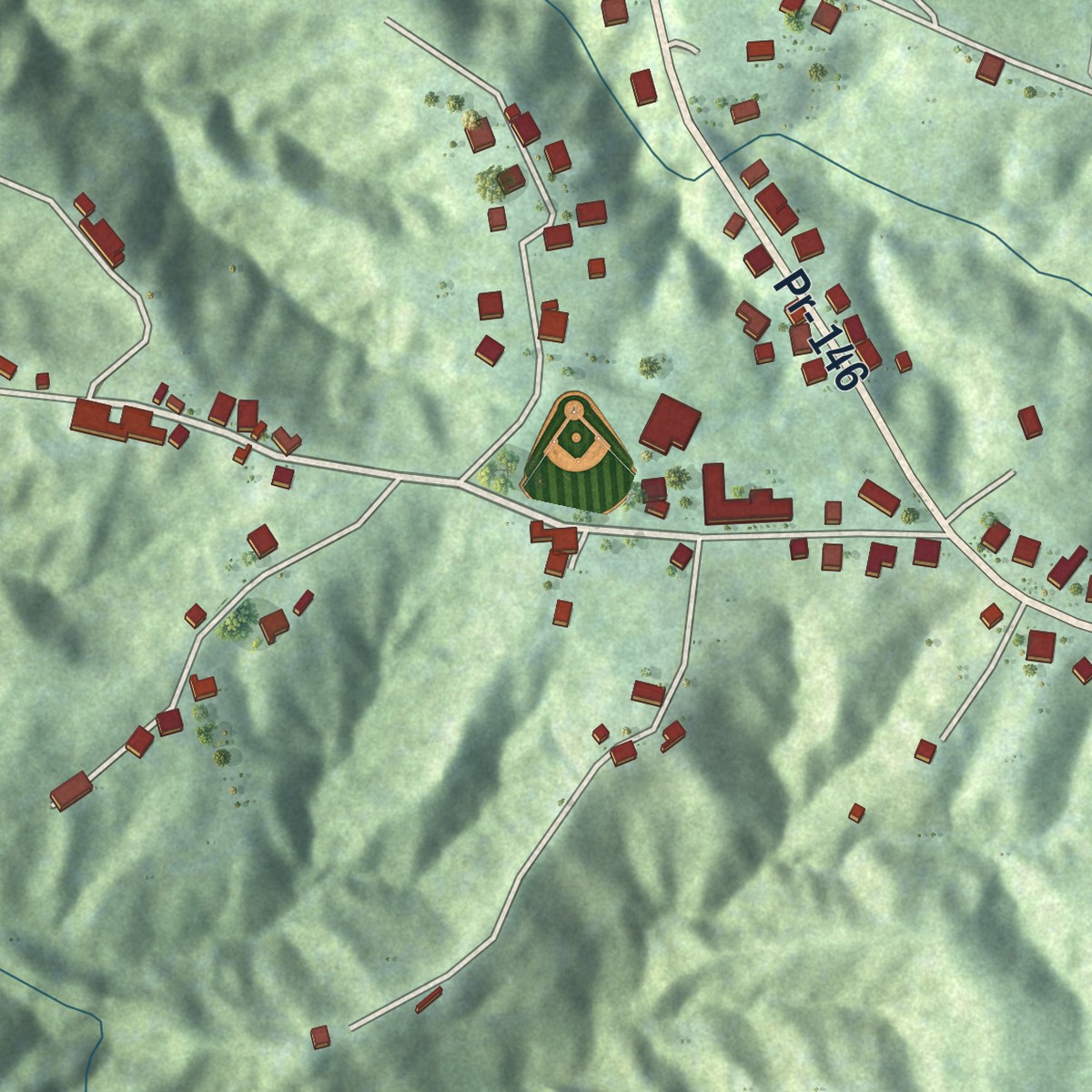 Second close-up of the map of Frontón, Puerto Rico print showing more streets and buildings