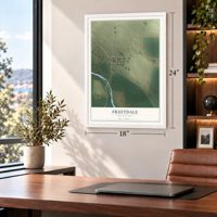 Fruitdale, South Dakota map, 18 x 24 inch print in a white frame in a home office