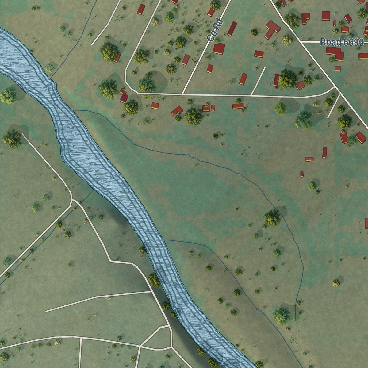 Second close-up of the map of Fruitland, New Mexico print showing more streets and buildings