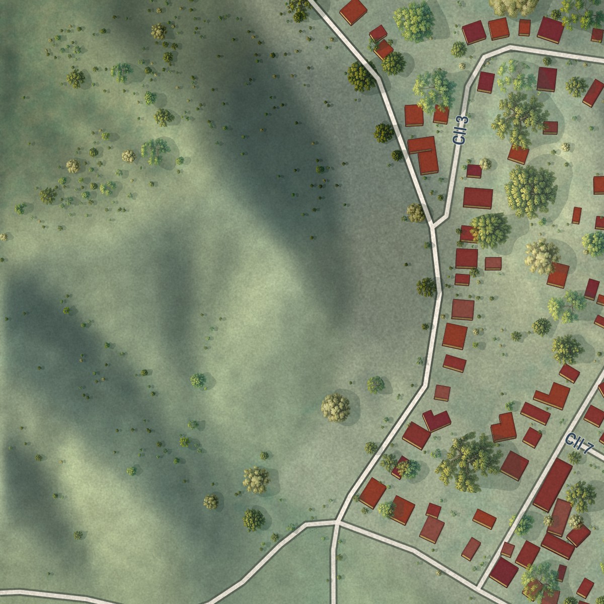 Second close-up of the map of Fuig, Puerto Rico print showing more streets and buildings