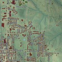 Second close-up of the map of Fulton, Missouri print showing more streets and buildings