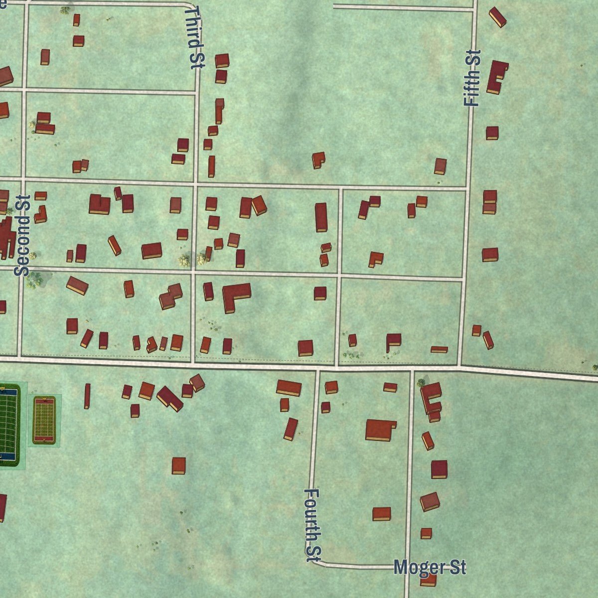 Second close-up of the map of Gaastra, Michigan print showing more streets and buildings