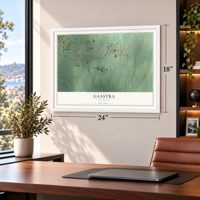 Gaastra, Michigan map, 18 x 24 inch print in a white frame in a home office