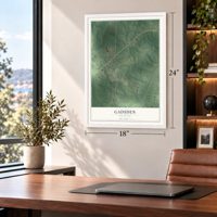 Gadsden, Tennessee map, 18 x 24 inch print in a white frame in a home office