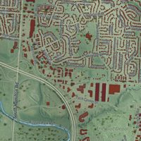 Second close-up of the map of Gahanna, Ohio print showing more streets and buildings
