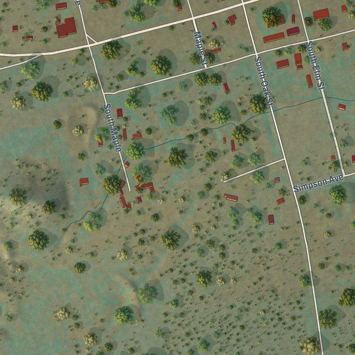 Second close-up of the map of Gail, Texas print showing more streets and buildings