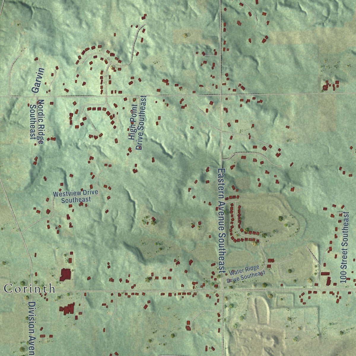 Second close-up of the map of Gaines, Kent County, Michigan print showing more streets and buildings