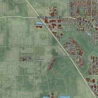 Second close-up of the map of Gainesville, Florida print showing more streets and buildings