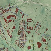 Second close-up of the map of Gainesville, Virginia print showing more streets and buildings
