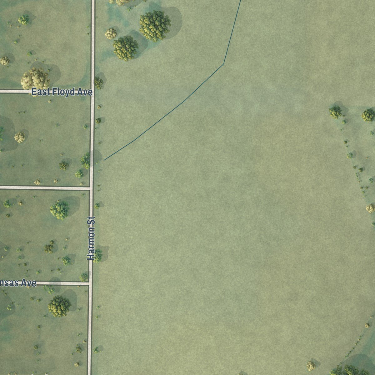 Second close-up of the map of Galatia, Kansas print showing more streets and buildings