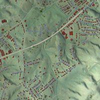 Second close-up of the map of Galax, Virginia print showing more streets and buildings
