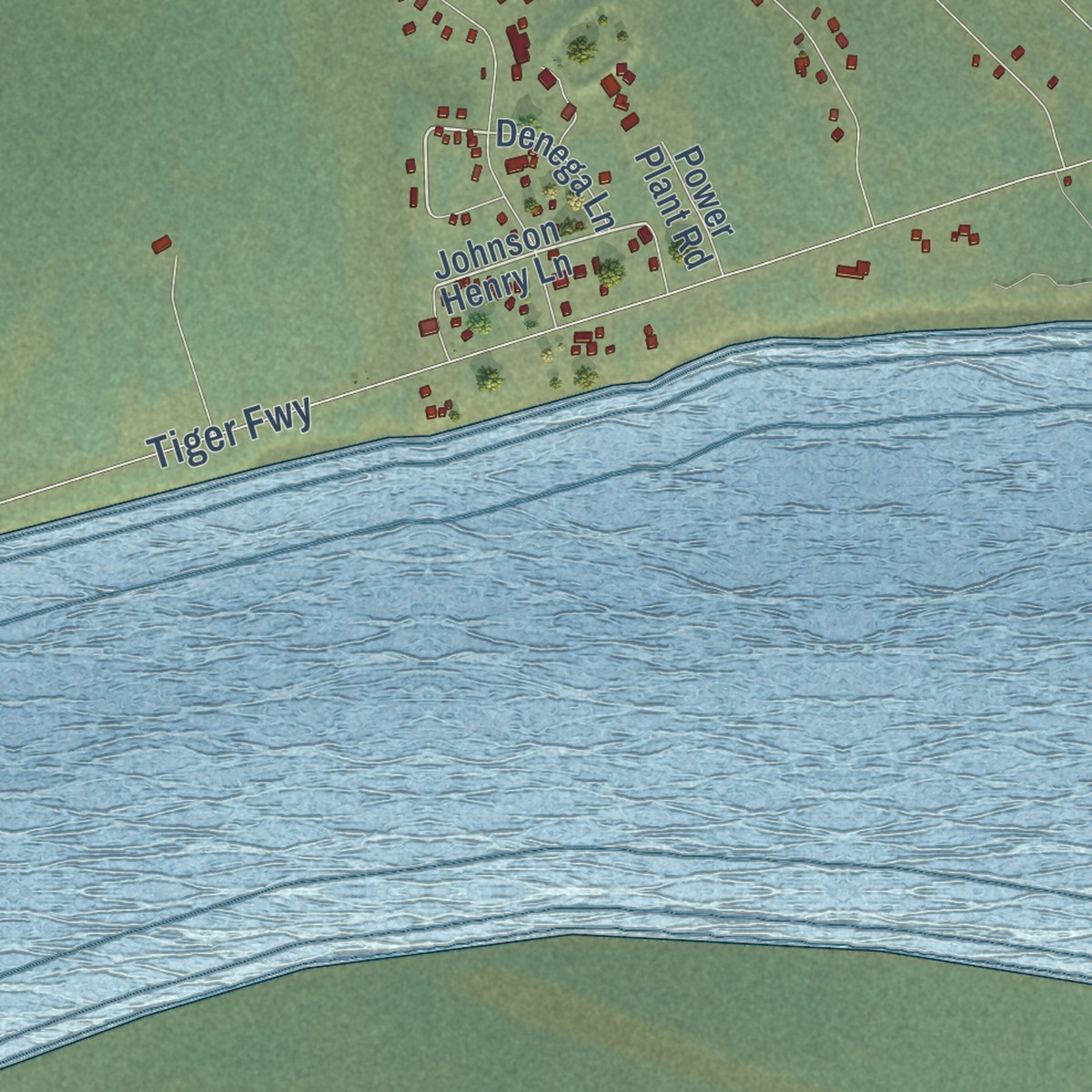 Second close-up of the map of Galena, Alaska print showing more streets and buildings