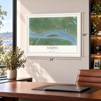 Galena, Alaska map, 18 x 24 inch print in a white frame in a home office