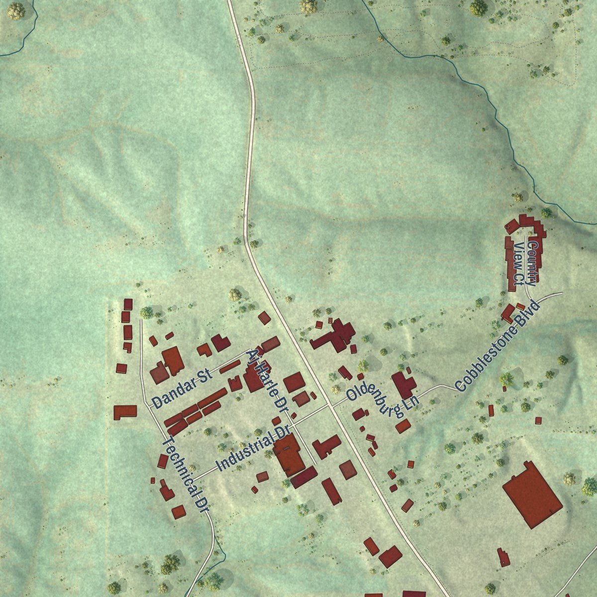 Second close-up of the map of Galena, Illinois print showing more streets and buildings