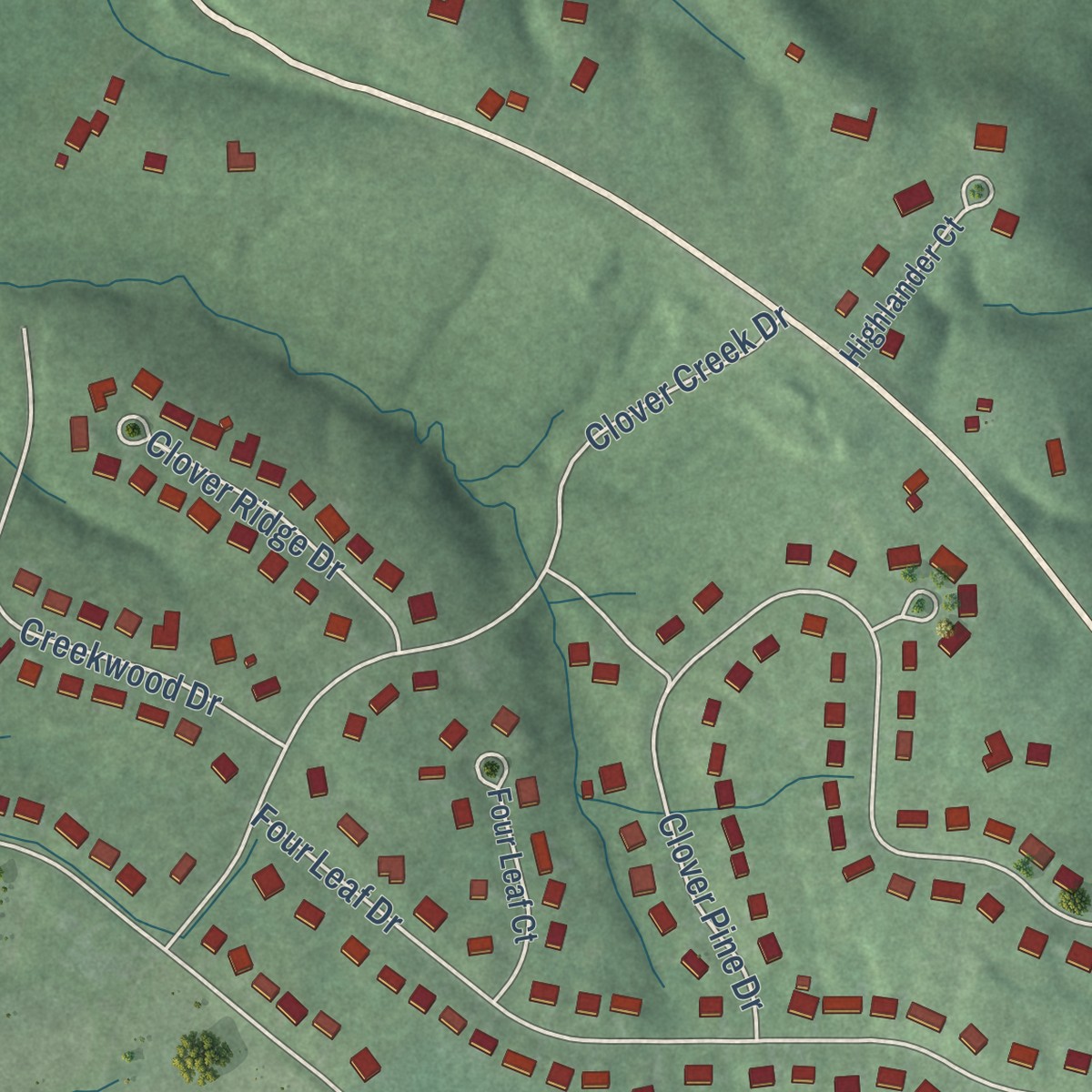Second close-up of the map of Galena, Indiana print showing more streets and buildings