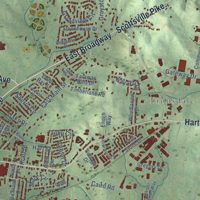 Second close-up of the map of Gallatin, Tennessee print showing more streets and buildings