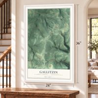 Gallitzin, Cambria County, Pennsylvania map, 24 x 36 inch print in a white frame by a staircase