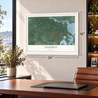 Galloway, New Jersey map, 18 x 24 inch print in a white frame in a home office