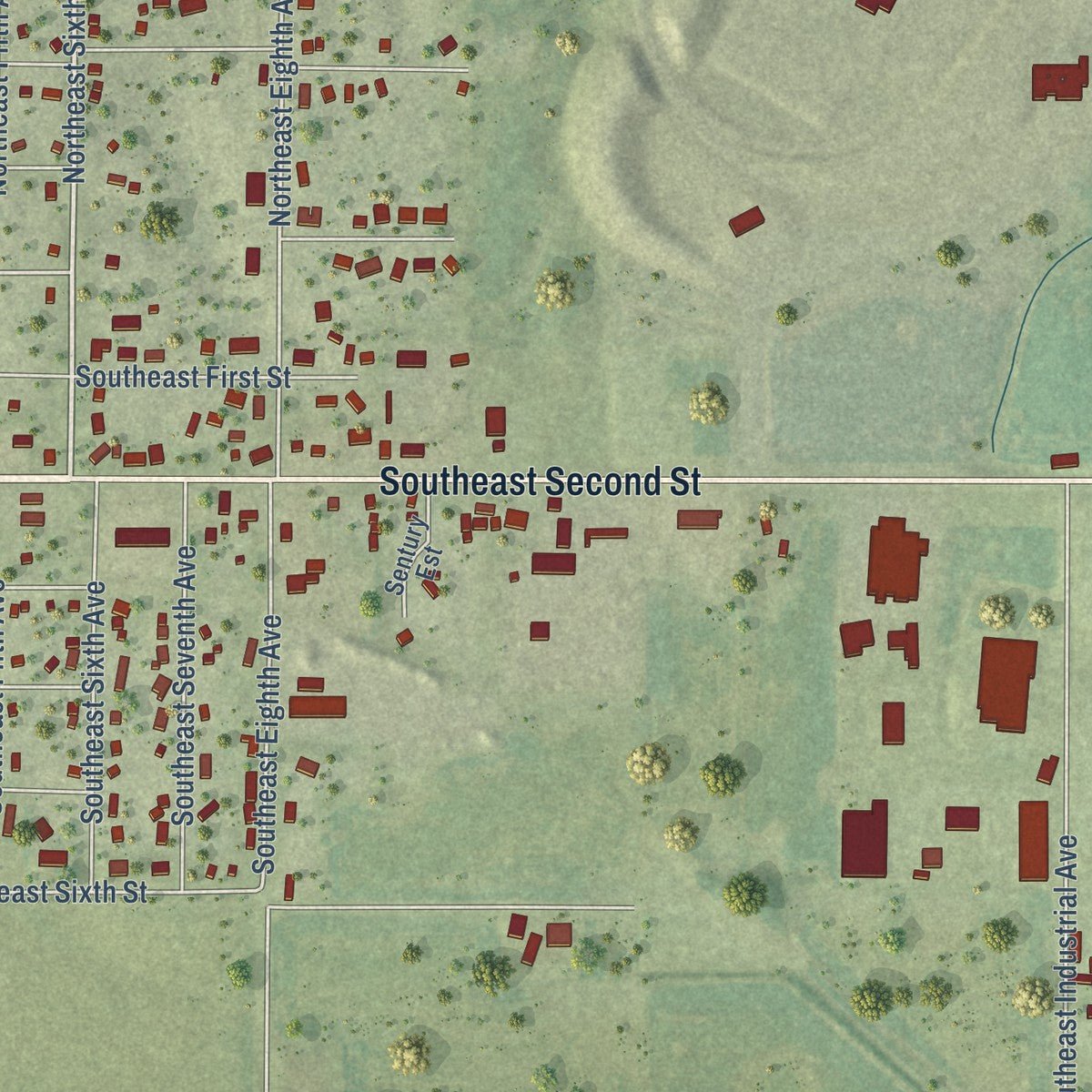 Second close-up of the map of Galva, Illinois print showing more streets and buildings