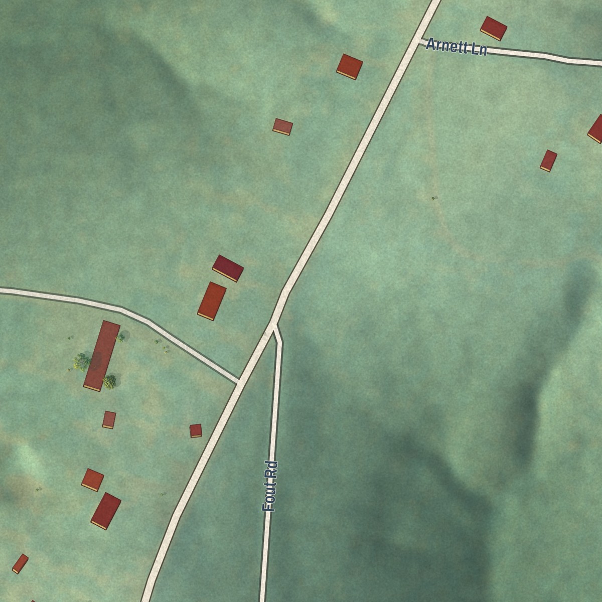 Second close-up of the map of Gamaliel, Arkansas print showing more streets and buildings