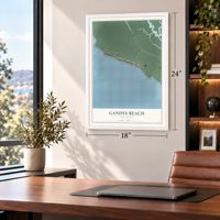 Gandys Beach, New Jersey map, 18 x 24 inch print in a white frame in a home office