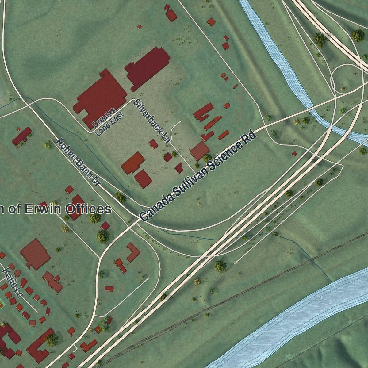 Second close-up of the map of Gang Mills, New York print showing more streets and buildings