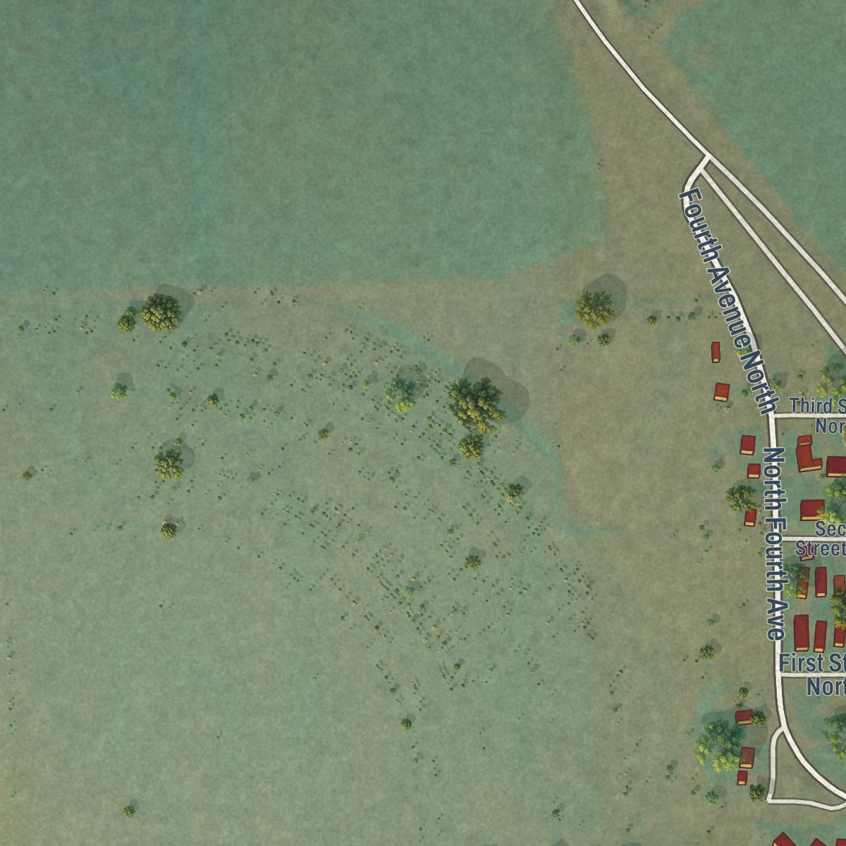 Second close-up of the map of Gannett, Idaho print showing more streets and buildings