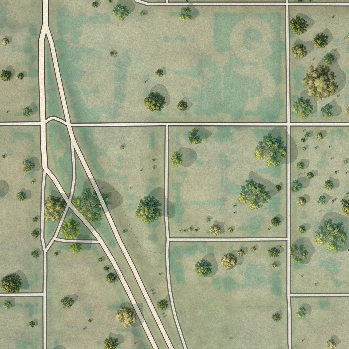 Second close-up of the map of Garden City, Colorado print showing more streets and buildings