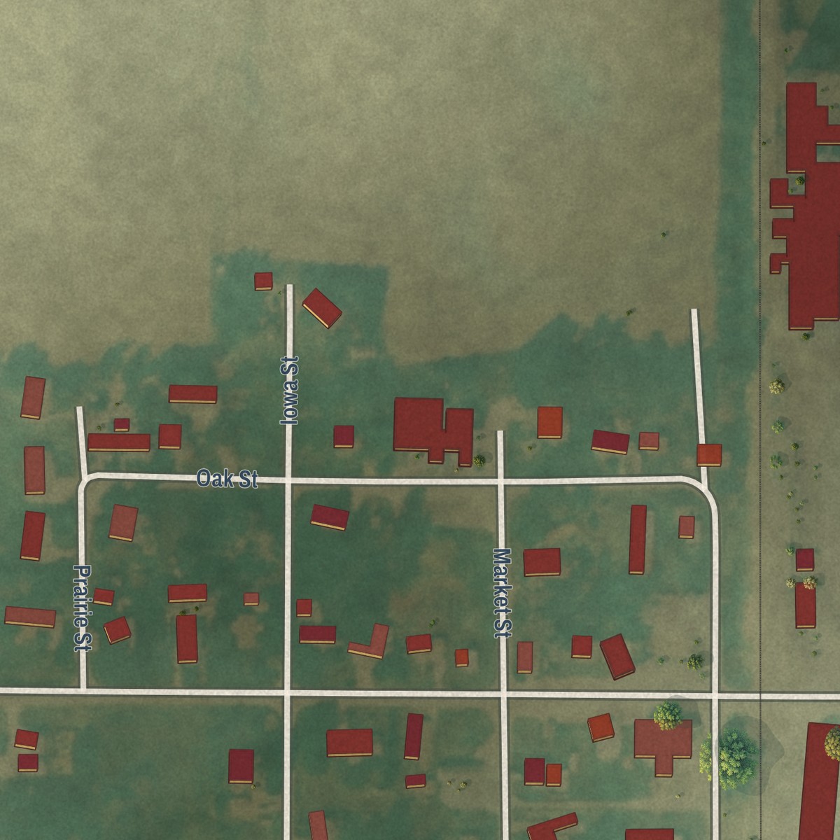 Second close-up of the map of Garden City, Iowa print showing more streets and buildings