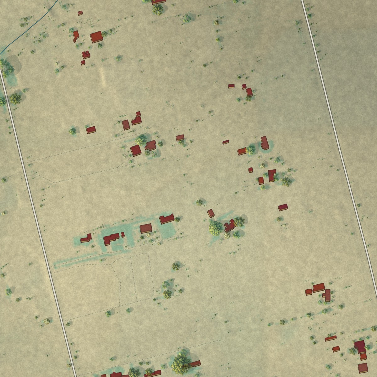 Second close-up of the map of Garden City, Texas print showing more streets and buildings