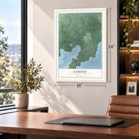 Garden, Delta County, Michigan map, 18 x 24 inch print in a white frame in a home office