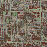 Second close-up of the map of Garden Grove, California print showing more streets and buildings