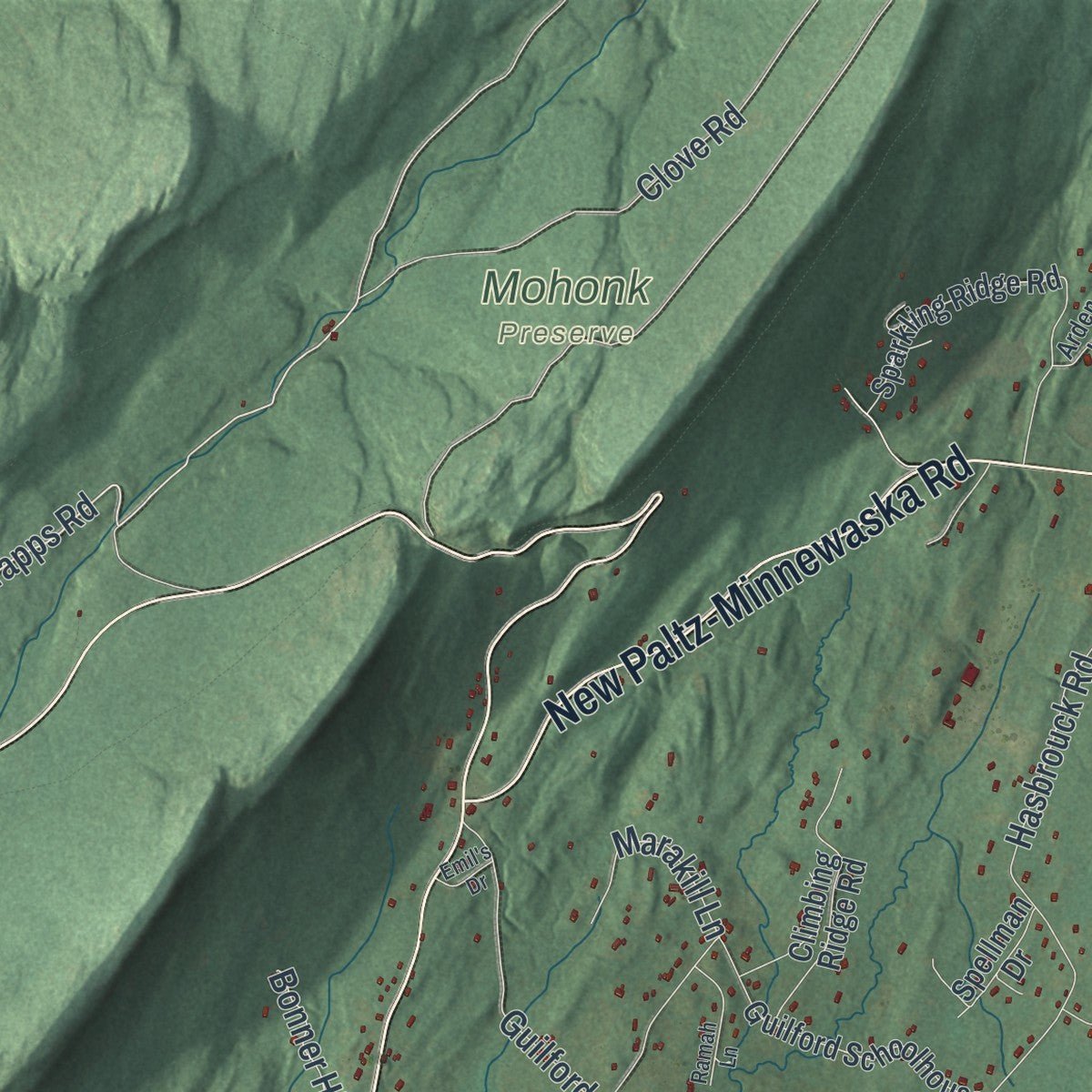 Second close-up of the map of Gardiner, New York print showing more streets and buildings